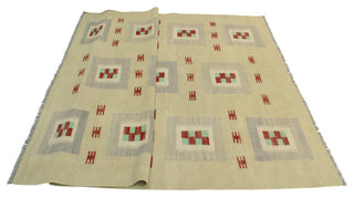 Modern Flatweave Azime Beige/Gray Rug, 5'7x8'3