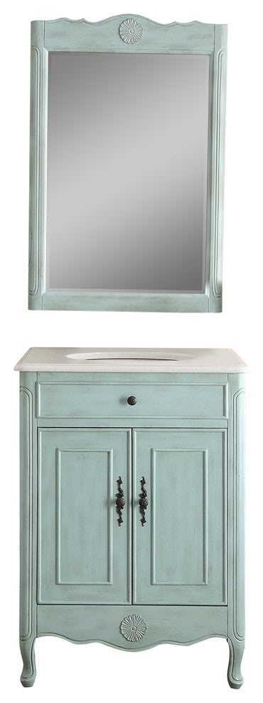 26" Cottage-Style 2-Door Daleville Bathroom Vanity With Mirror Set