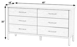 Lennon 6 Drawer Rounded Leg Dresser, Natural