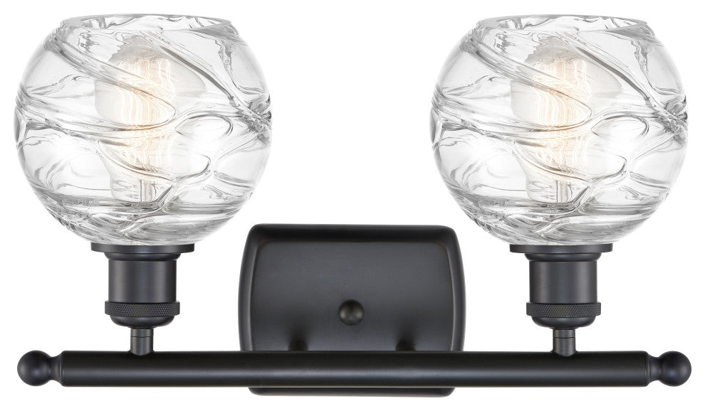 Deco Swirl Bath Vanity Light, Matte Black, Clear