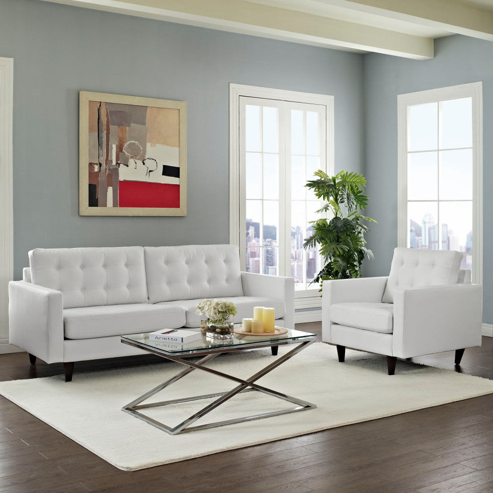 White Empress Sofa and Armchair Set of 2