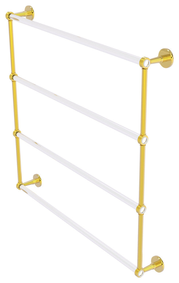 Clearview 4 Tier 36" Ladder Towel Bar with Groovy Accents, Polished Brass