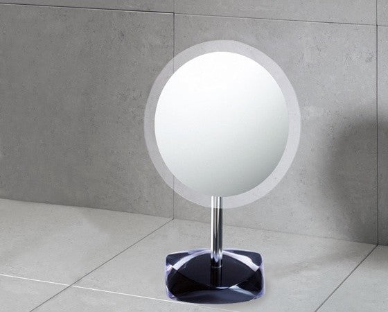 Magnifying Mirror With Round Colored Base, Black