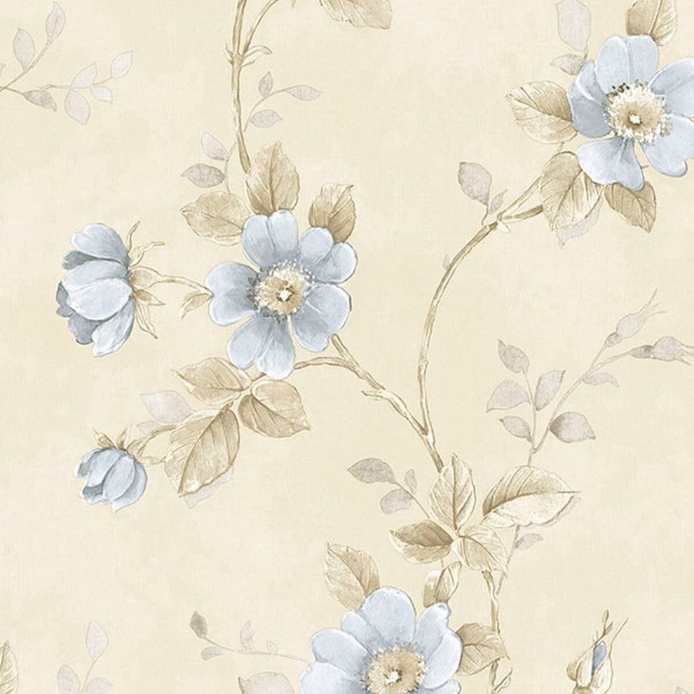 Rose Gardens 2, Romantic Floral Flower Cream Wallpaper Sample