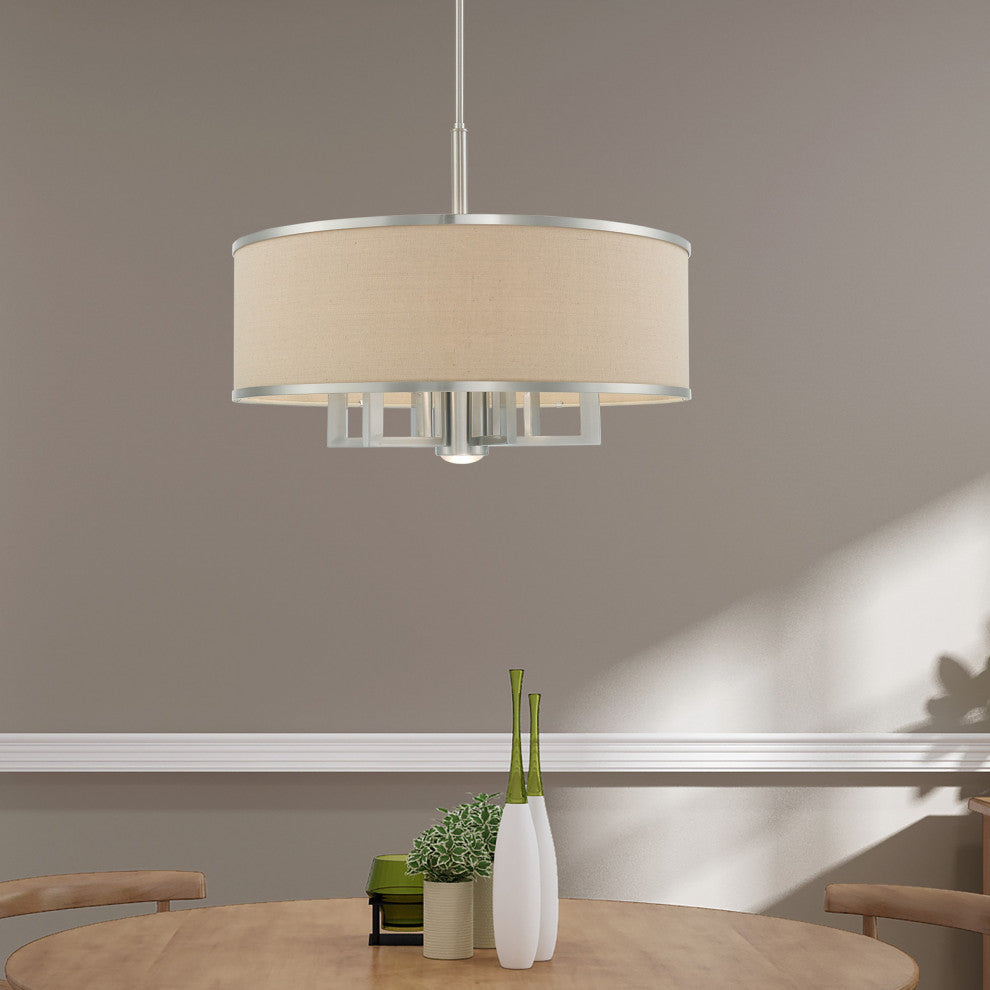 Livex Lighting 6 + 1 Light Pendant Chandelier, Brushed Nickel