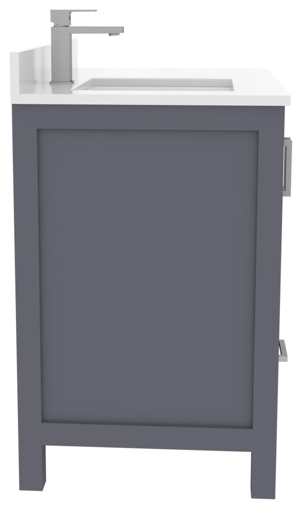 Rooh Bathroom Vanity, Charcoal Gray, 36l", Vanity Cabinet Only