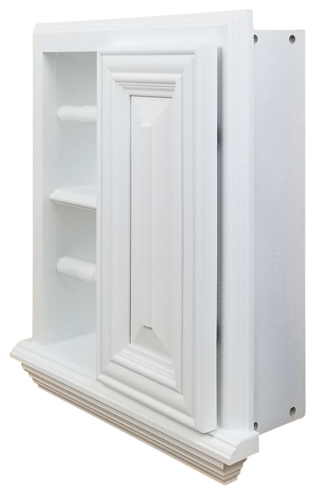 Hyacinth Wood Recessed Double Toilet Paper Holder With Cabinet 14x16.25, White Enamel