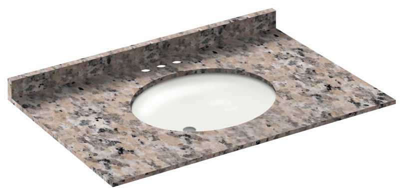 37x22 Burlywood Granite Vanity Countertops, 4 Faucet Spread