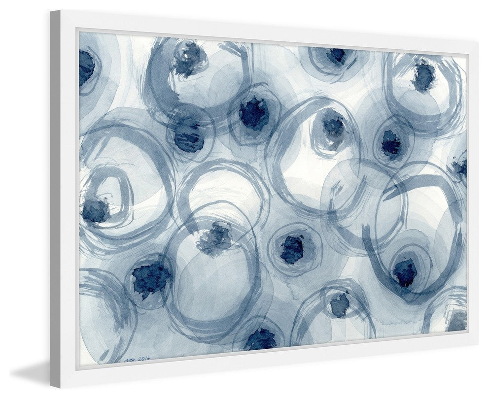 Marmont Hill, "Indigo Ovals" by Nikki Galapon Framed Painting Print, 18x12
