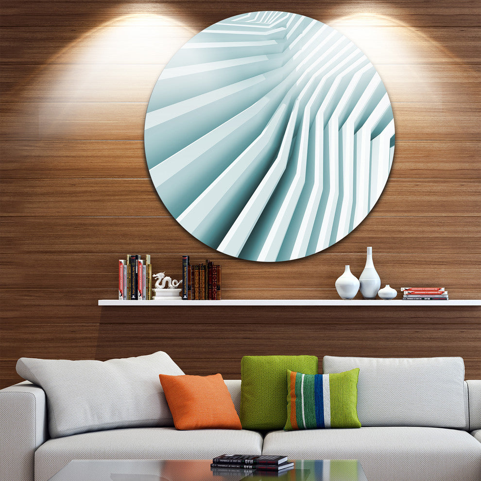 Fractal Architecture 3D Waves, Abstract Art Disc Metal Wall Art, 11"