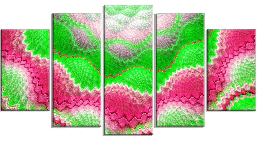 Snake Skin Exotic Flower, Contemporary Wall Art Canvas, 60"x32", 5 Panels