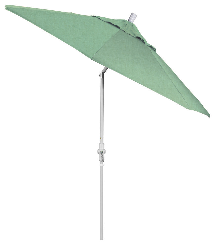 9' Matted White Collar Tilt Crank Aluminum Umbrella, Spa Pacifica
