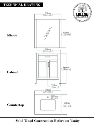 Boston 30 Single Sink Bath Vanity in Navy Blue 2" White Quartz