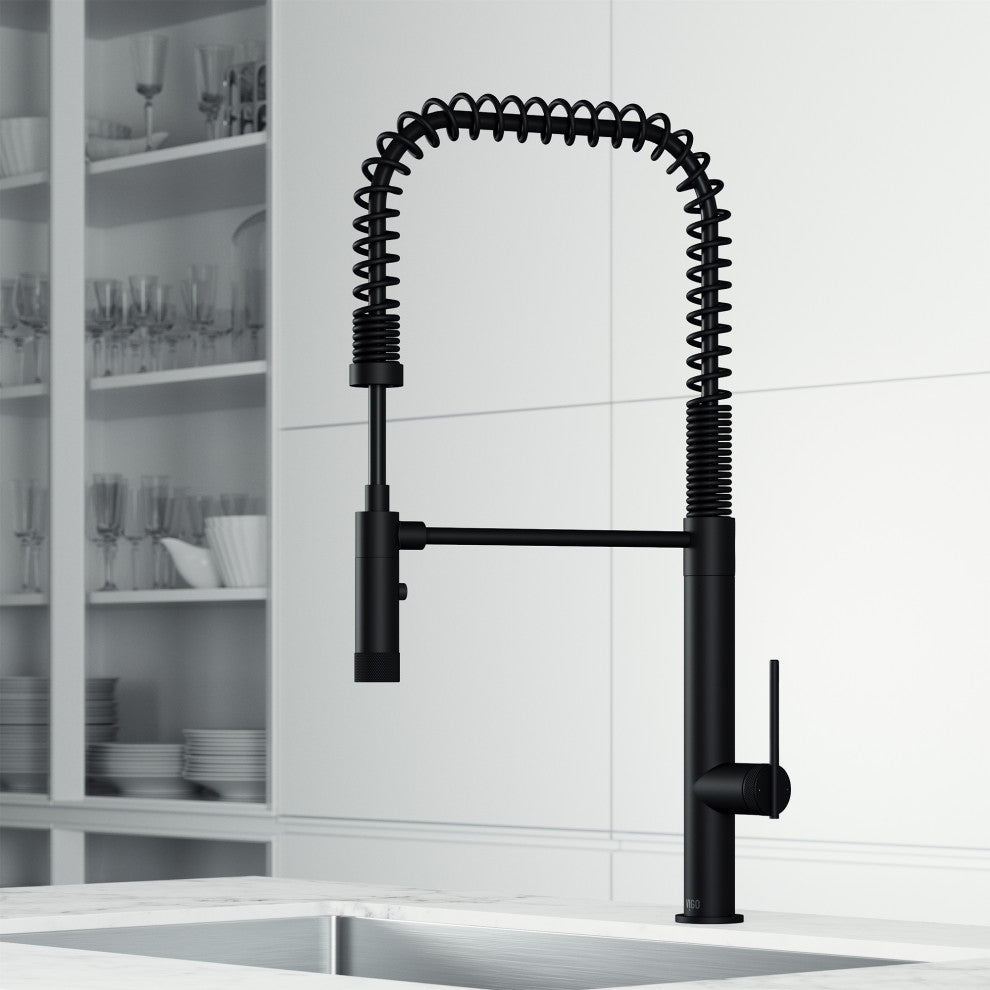 VIGO Sterling 23" H Single Handle Pull-Down Sprayer Kitchen Faucet, Matte Black, Without Extras