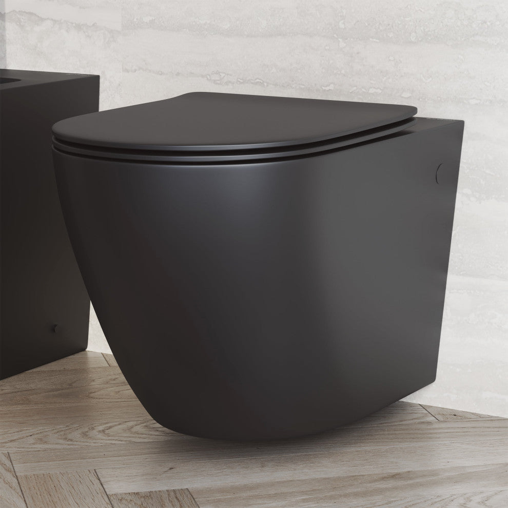 St. Tropez Wall-Hung Toilet Bowl Only, Matte Black