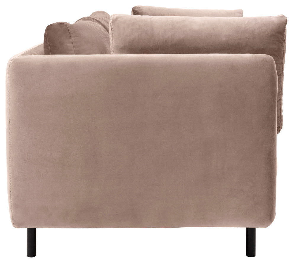 Serenity 79" Mauve Velvet Sofa with Black Metal Legs