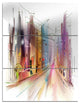 "Road in City Illustration Art" Metal Wall Art, 3 Panels, 28"x36"