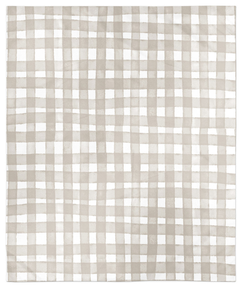 Taupe Watercolor Plaid 50x60 Sherpa Fleece Blanket