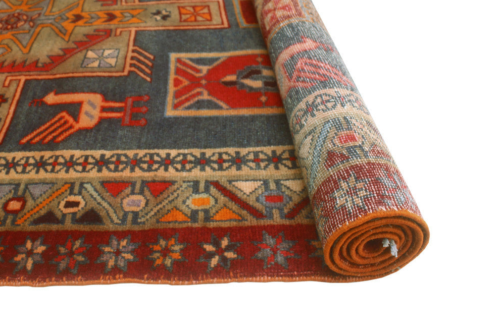 Fine Vintage Distressed Valarie Gray/Rust Runner, 3'9x9'9