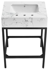 Marmo Bathroom Vanity, White, 24" Wide, Matte Black Finish