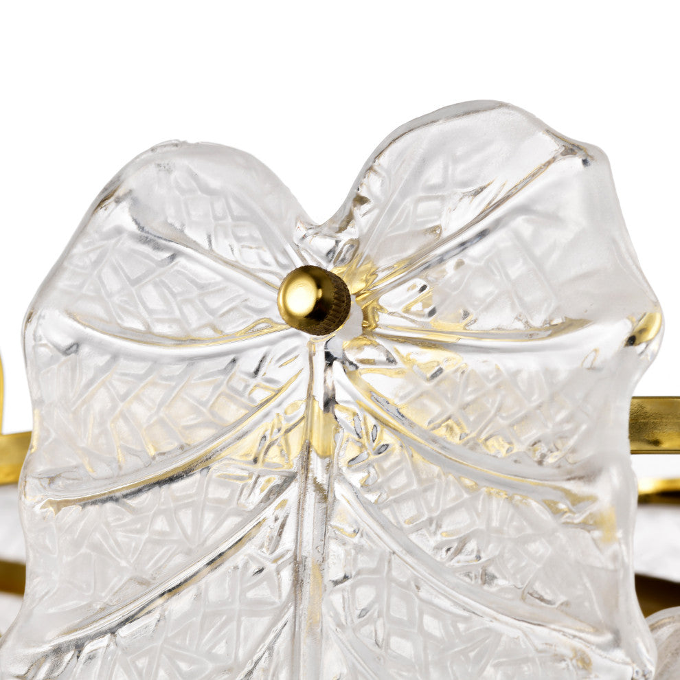 Echo Brushed Shiny Brass 7-Light Tiered Leaf-shaped Glass Chandelier 1 Variation