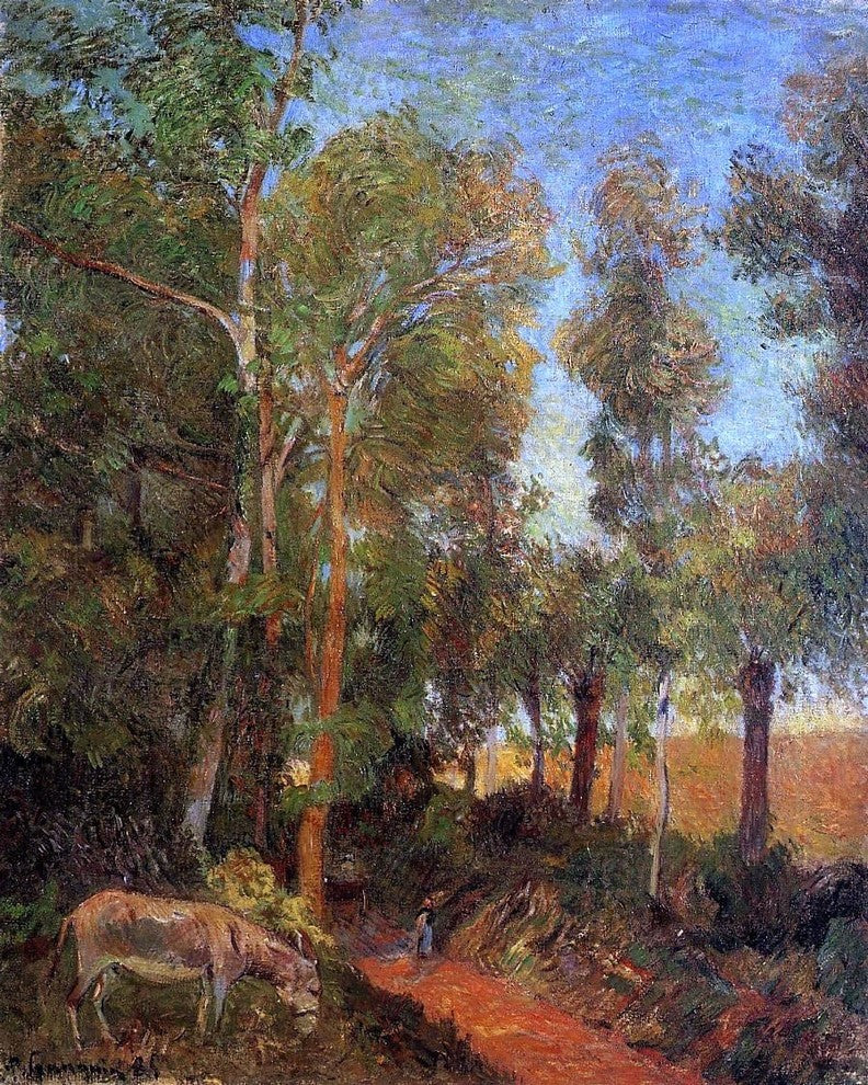Paul Gauguin Donkey by the Lane, 20"x25" Gallery Wrapped Canvas Print