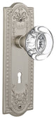 Meadows Plate Privacy Round Clear Crystal Glass Knob, Satin Nickel
