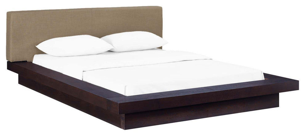 Cappuccino Latte Freja Queen Fabric Platform Bed