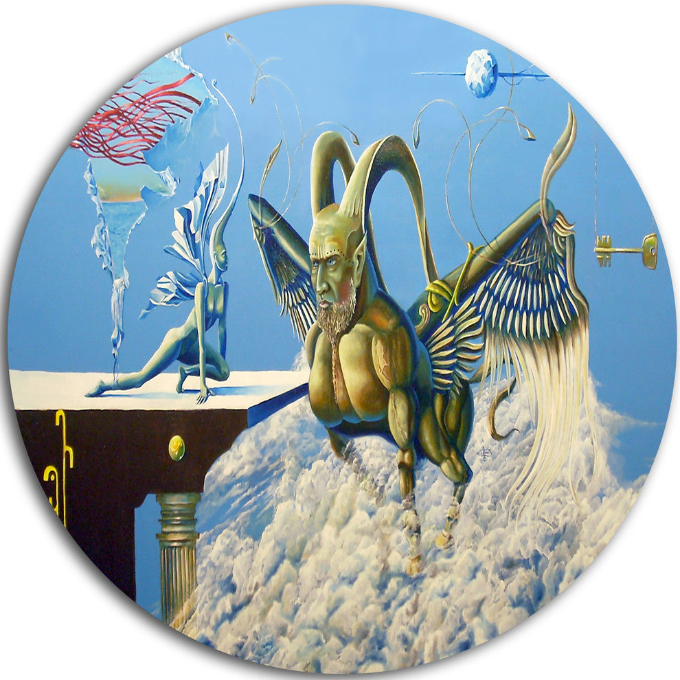 Cherubim, Portrait Digital Art Round Wall Art, 36"