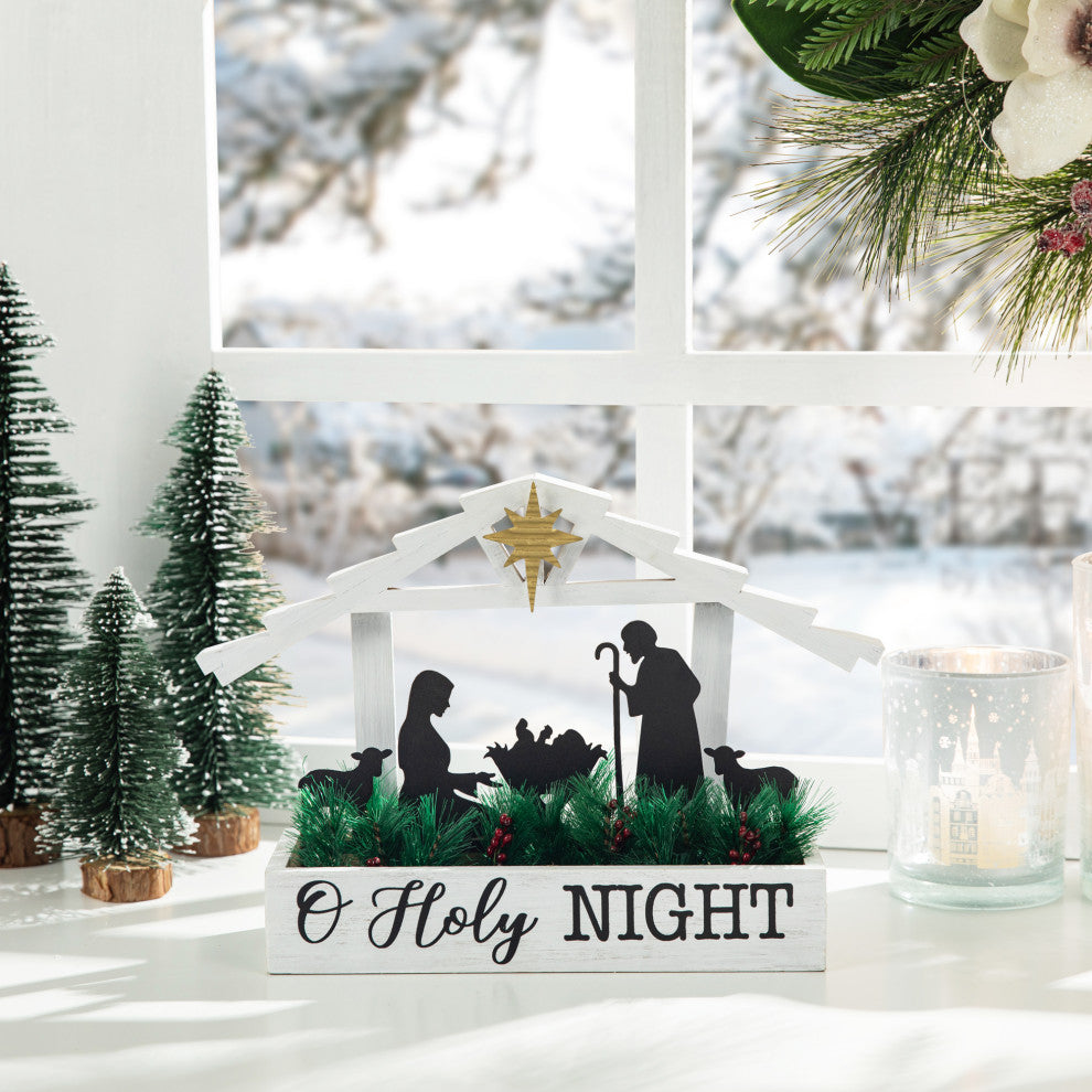 13.5"L Wooden Nativity Table Decor