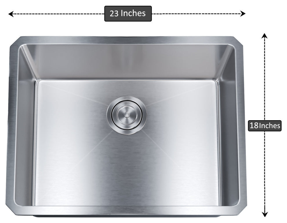 Dowell Undermount Single Bowl Stainless Kitchen Sink - Small Radius, 21w X 16l X 10d