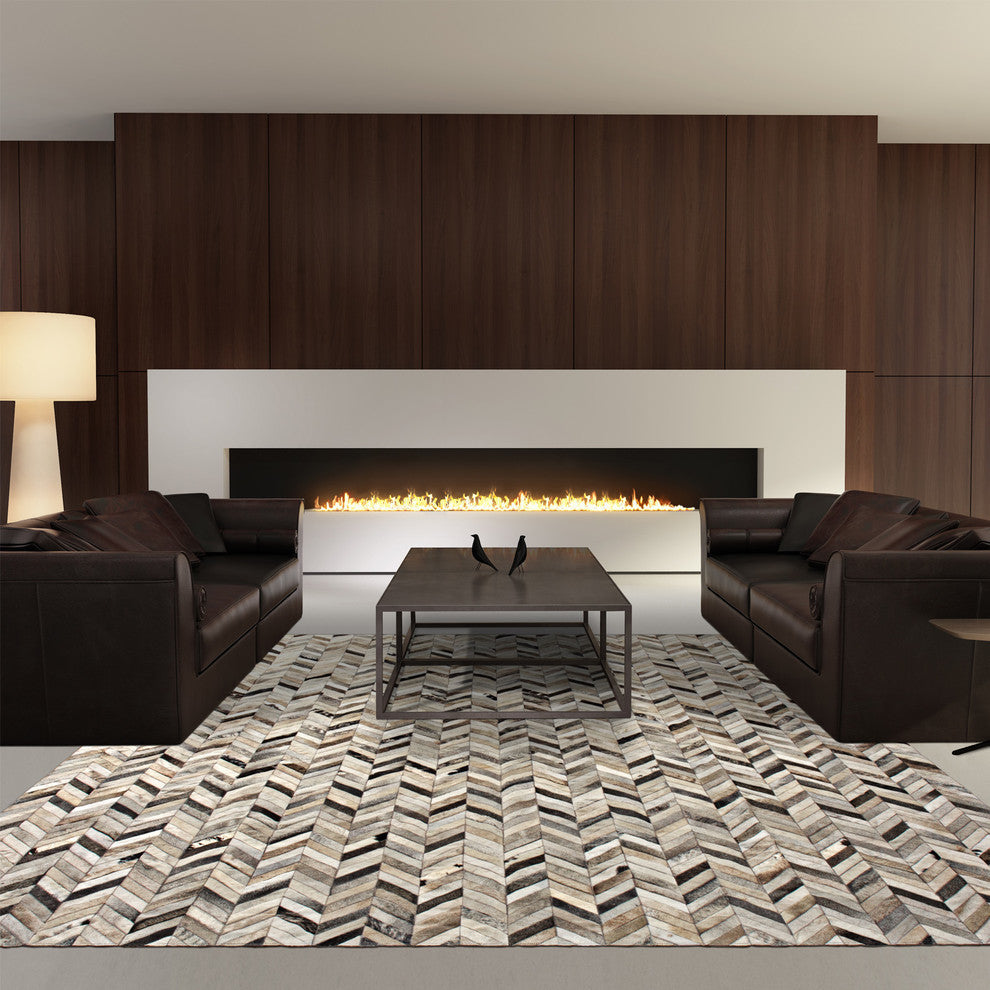 Cowhide Patchwork Rug, Atlas, Infuse, 9''x12''