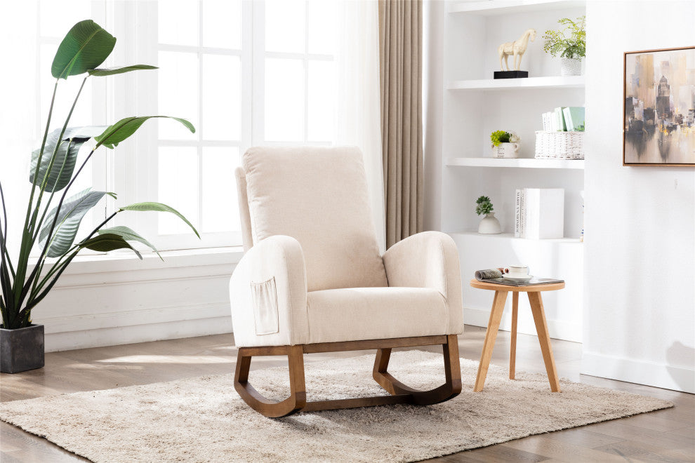 Gewnee Recliner Armchair with Wood Legs and Side Pocket