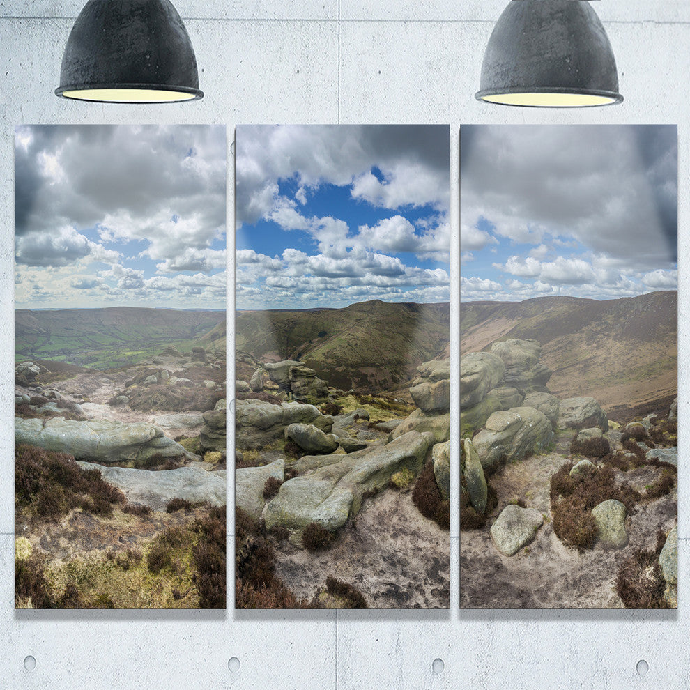 "Clouds and Stones Under Wild Clouds" Metal Wall Art, 3 Panels, 36"x28"