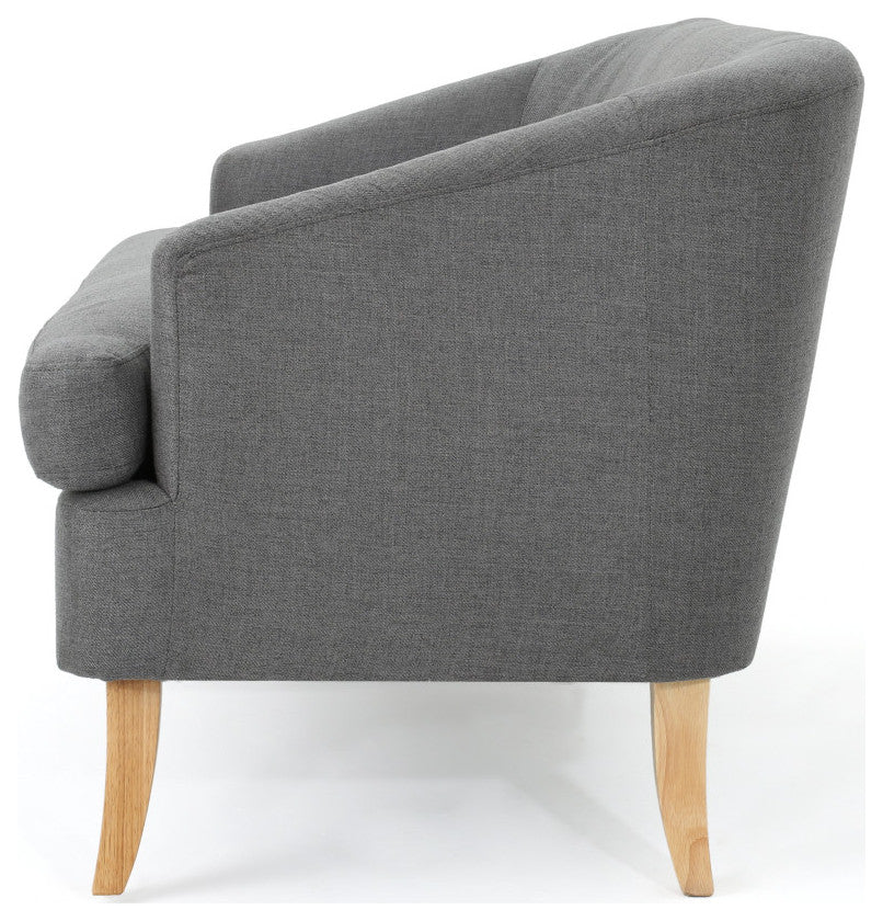 GDF Studio Shelby Mid Century Modern Fabric Loveseat, Dark Gray