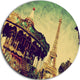 Eiffel Tower Retro Style, Landscape Disc Metal Wall Art, 38"