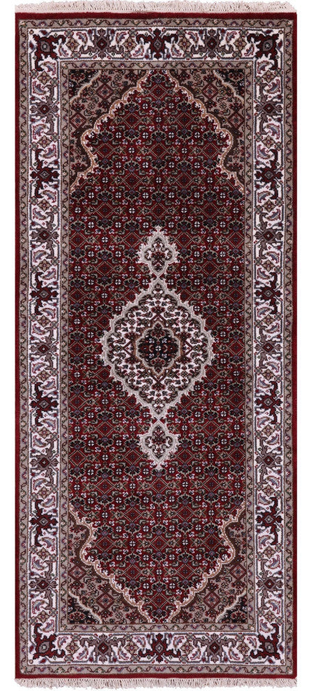 Runner Persian Tabriz Hand Knotted Wool & Silk Rug 2' 6" X 6' 0" - Q13029