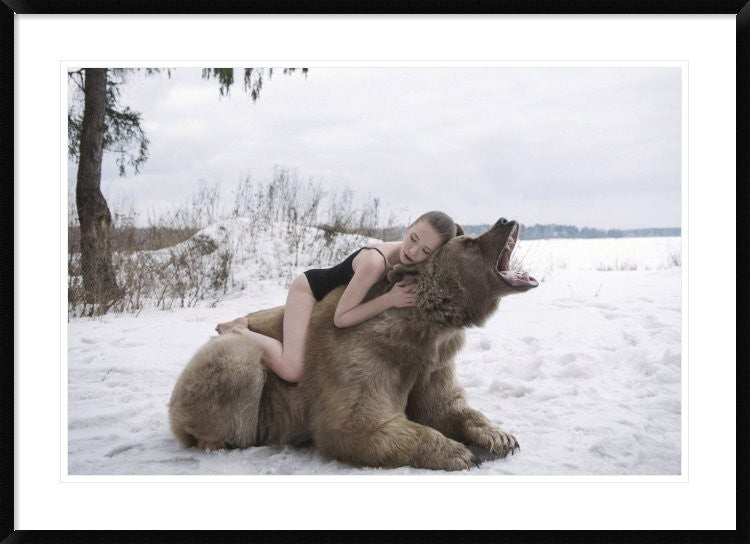 "Napping on a Bear" Framed Digital Print by Olga Barantseva, 44x32"