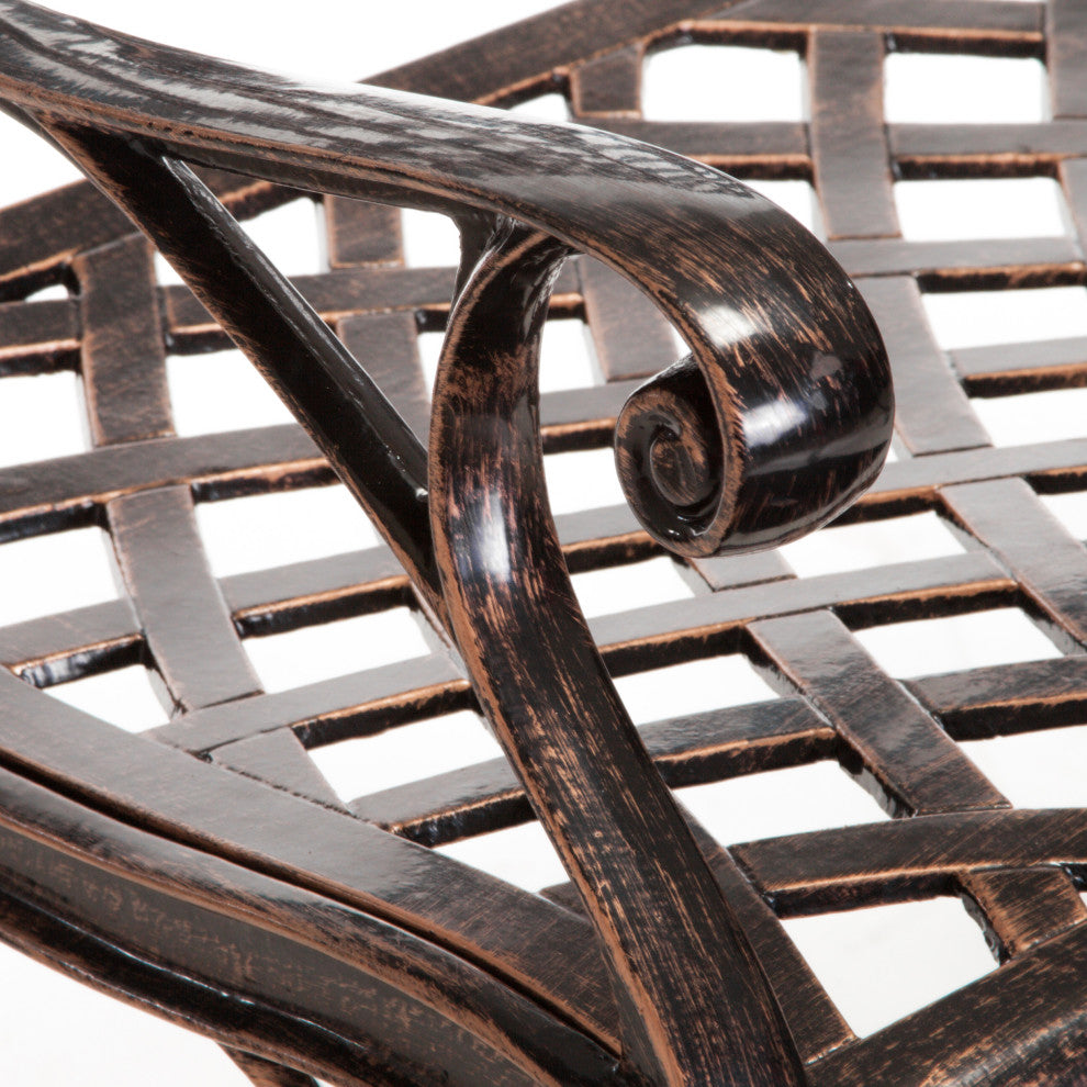 GDF Studio Casablanca Outdoor Copper Cast Aluminum Bench