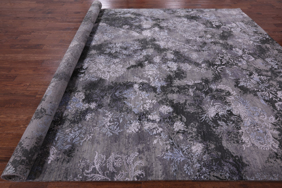 Modern Handmade Wool and Silk Rug 9' 11" X 14' 3" Q7077