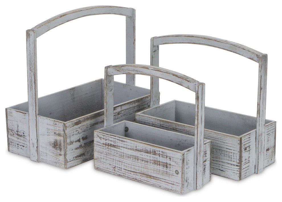 3-Piece Washed Wooden Storage Container Set