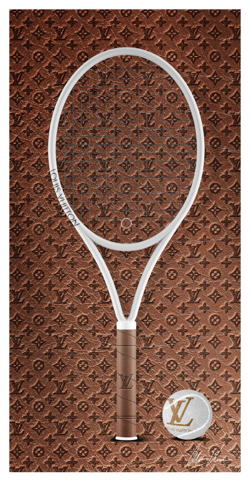 "Louis Vuitton Vibes Racquet" Frameless Floating Tempered Glass Panel Wall Art