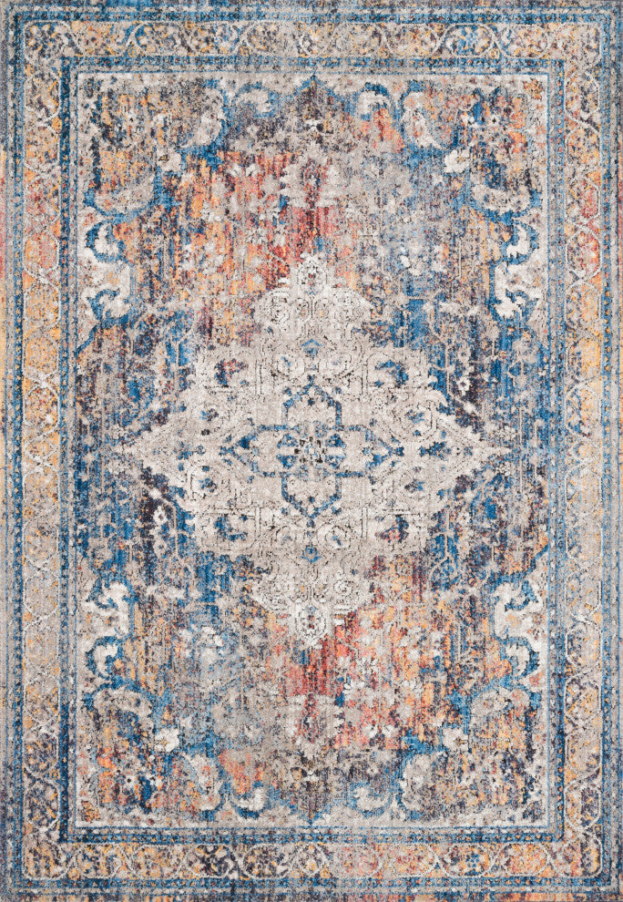 Polyester Pile Dante Area Rug by Loloi II, Multi/Stone, 1'6"x1'6" Sample Swatch