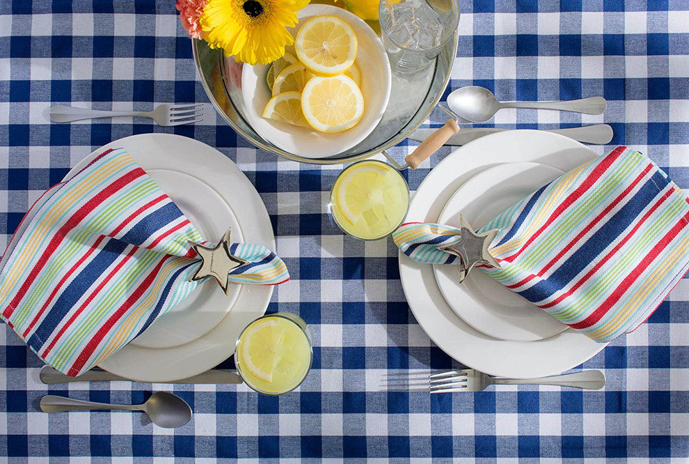 Navy/White Checkers Tablecloth, 52"x52"
