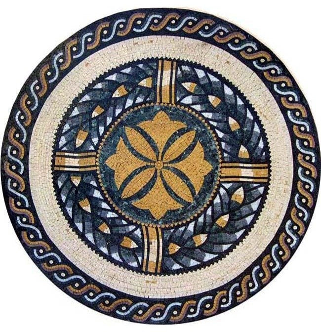 Floral Roman Mosaic Art, Lilia, 35"x35"