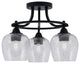Paramount 3-Light Semi-Flush Light, Matte Black, 6" Smoke Bubble Glass