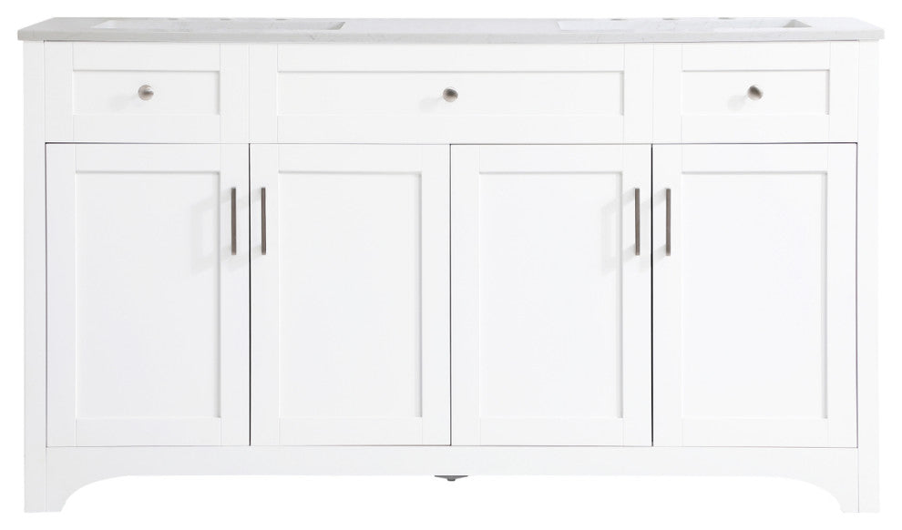 60" Double Bathroom Vanity, White
