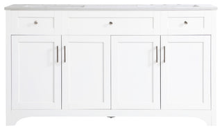 60" Double Bathroom Vanity, White