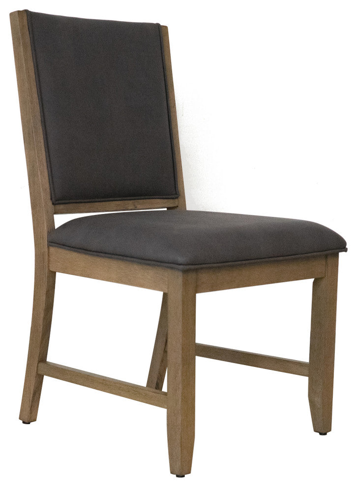 Upholstered Dining Chairs, Set of 2, Brown Acacia Wood