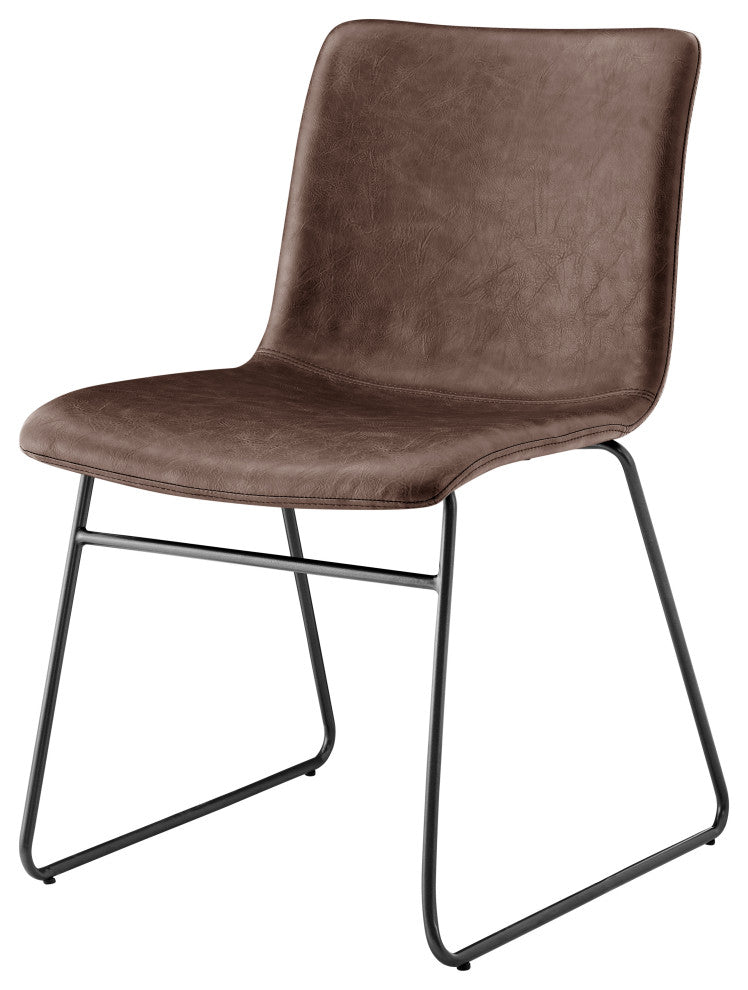 Bruce PU Dining Side Chair,, Set of 2, Toasted Dark Brown